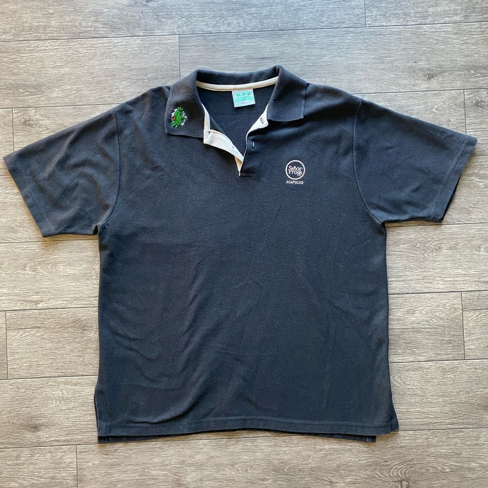 Vintage Senor Frogs Mexico Black Polo Men’s XXL